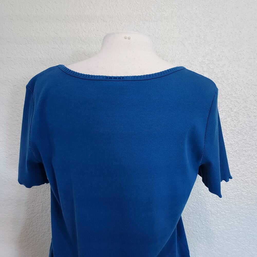 J. Jill Blue Ribbed Scoop Neck Top Size XL - Picture 9 of 11